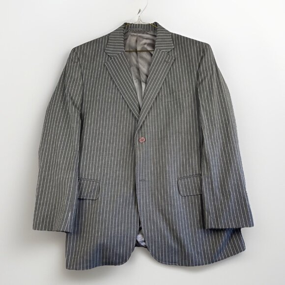 MASSIMO MODA Collezione Men's Grey White Stripped Suit Blazer Jacket Size 42R - Picture 1 of 16